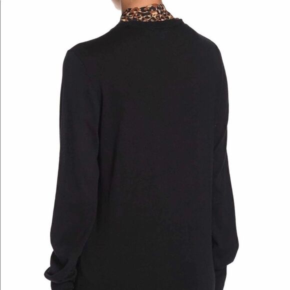 14th & Union Black sweater with cheetah bow tie - Picture 2 of 8